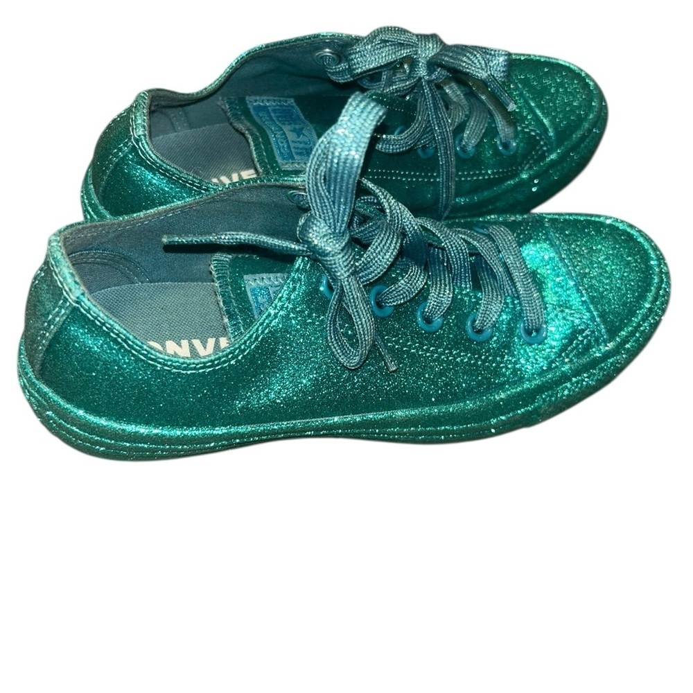 Converse Chuck Taylor All Star Lo teal Glitter sneakers size 6 sparkle